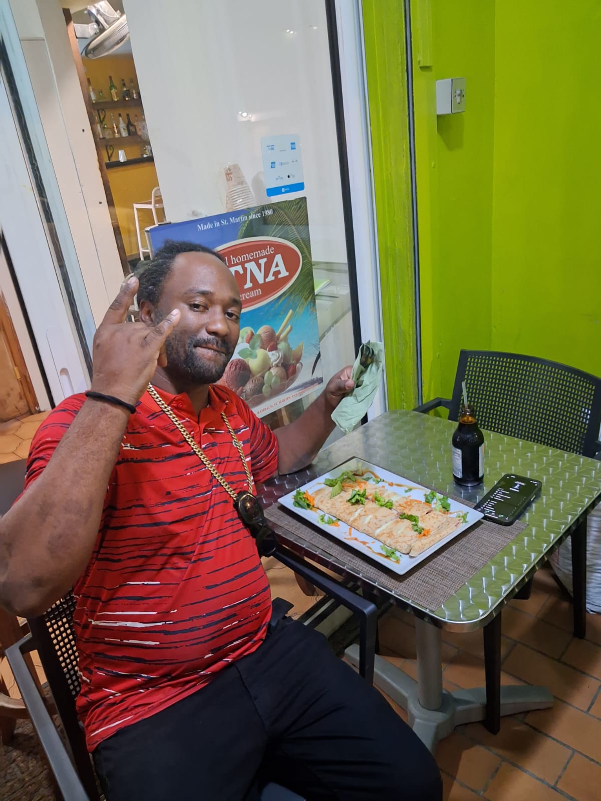 Guest enjoying crêpes at Triple R